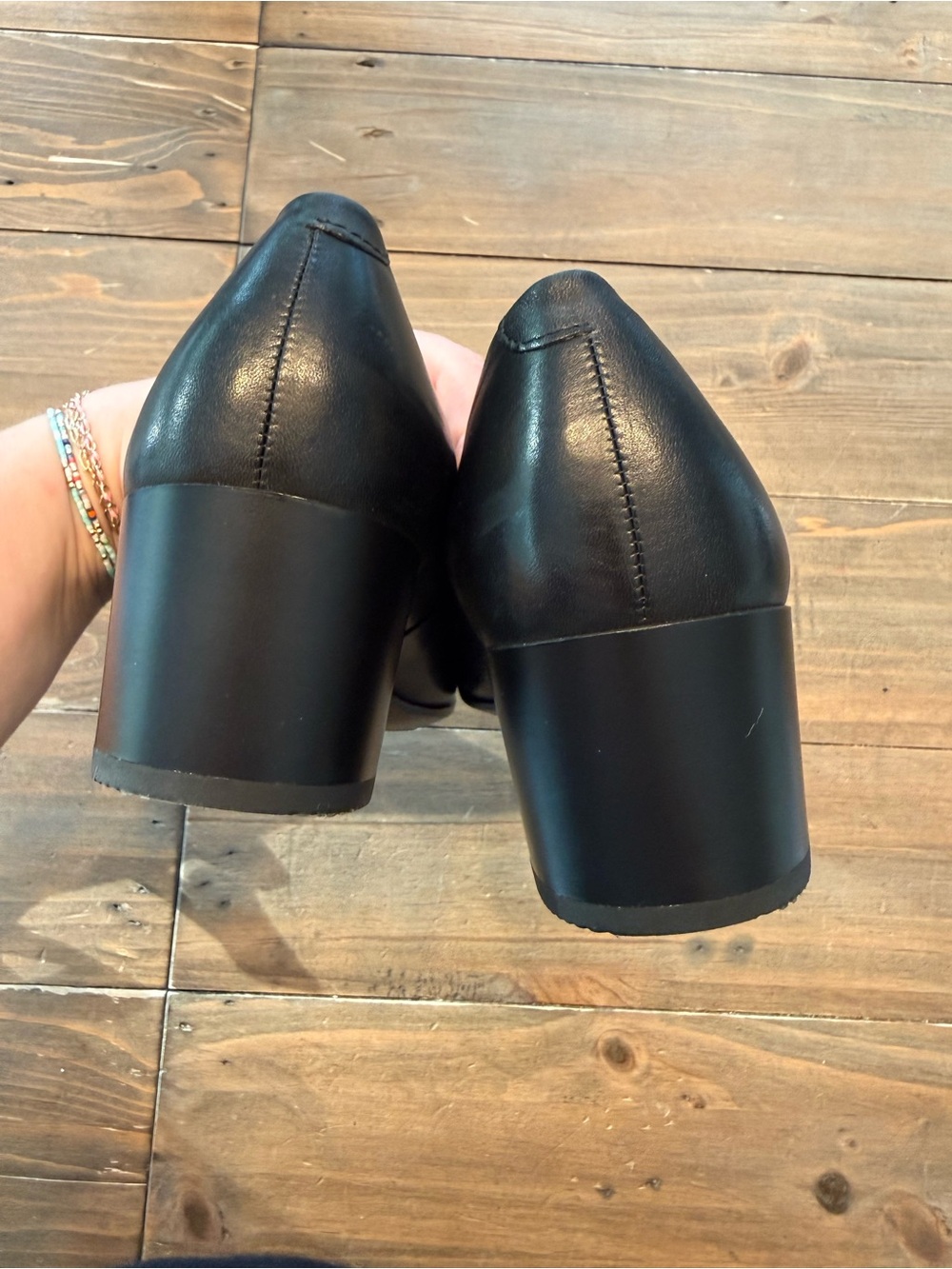Ecco Black Rounded Toe Leather Heels - Picture 4 of 5